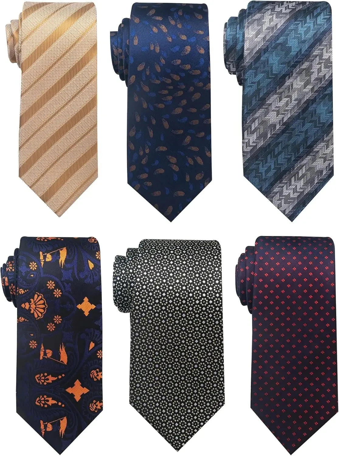 Elegant Woven Jacquard Necktie Set for Men - 6 PCS