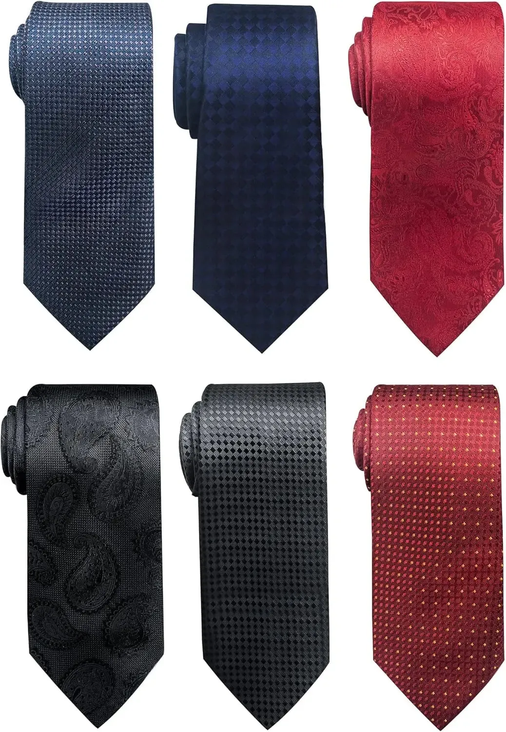 Elegant Woven Jacquard Necktie Set for Men - 6 PCS