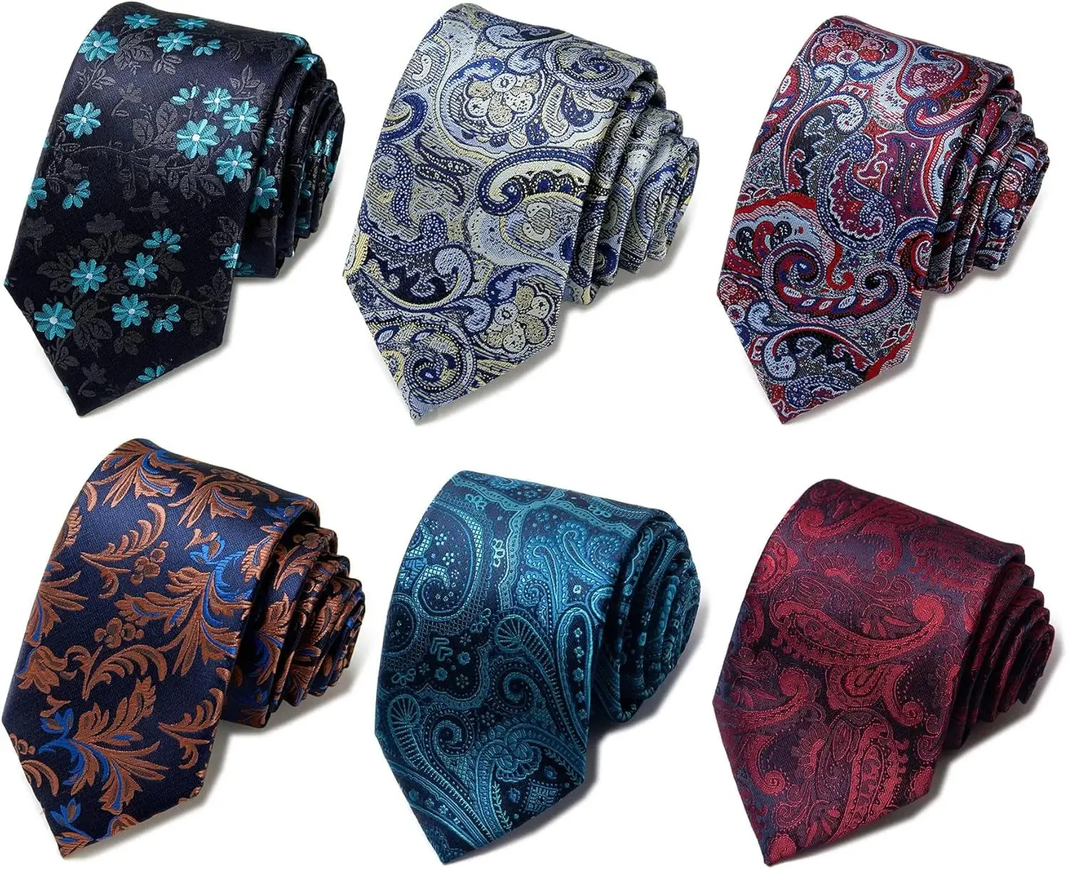 Elegant Woven Jacquard Necktie Set for Men - 6 PCS