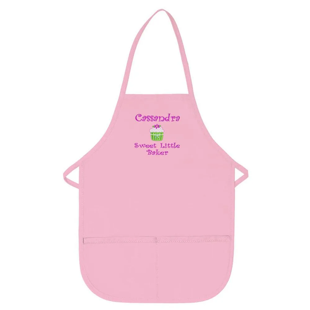 Embroidered Personalized Sweet Little Baker with Name Kids Apron