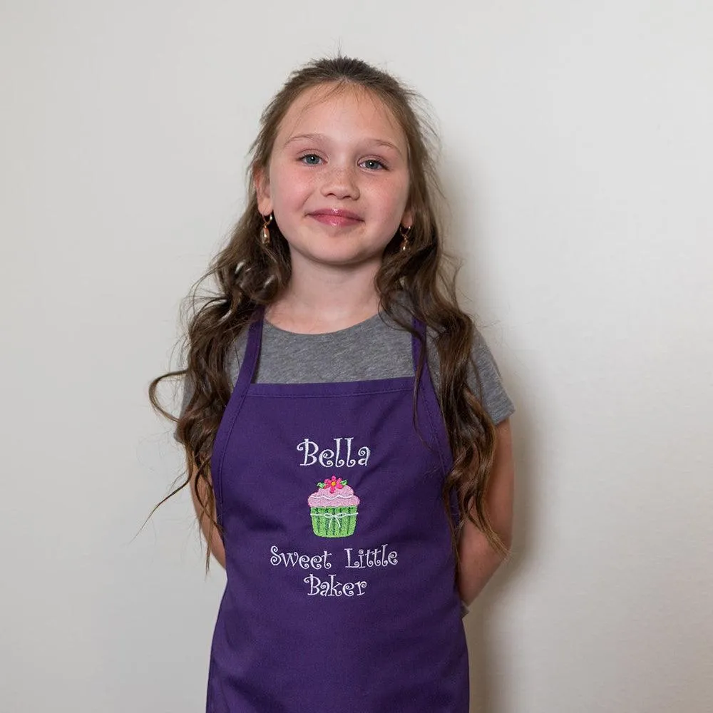 Embroidered Personalized Sweet Little Baker with Name Kids Apron