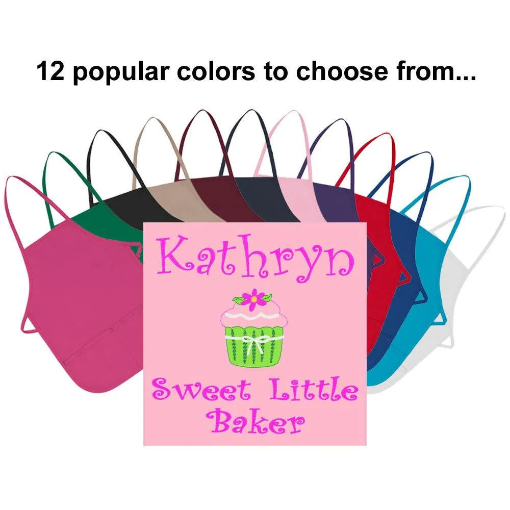 Embroidered Personalized Sweet Little Baker with Name Kids Apron