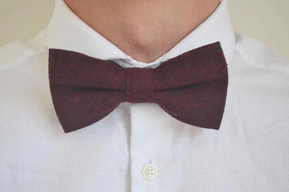 Emily Burgundy Red Bow Tie and Pocket Square Set