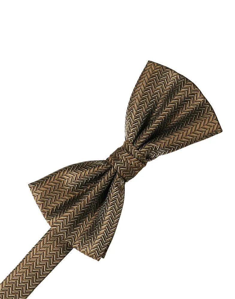 Espresso Herringbone Bow Tie