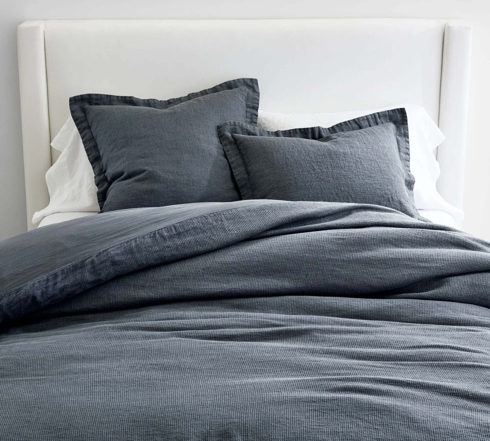 European Flax Linen Waffle Duvet Cover Queen