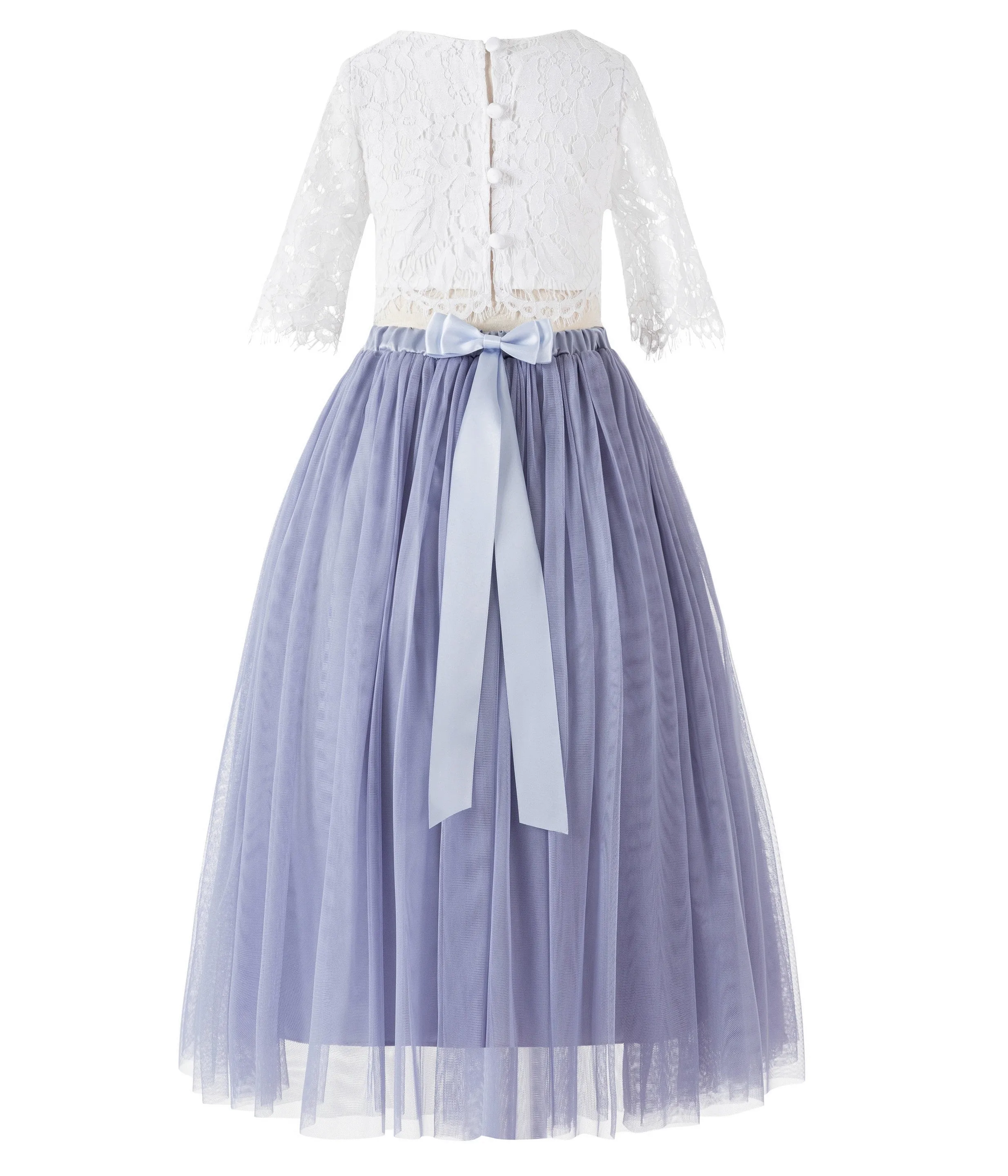 Eyelash Lace Flower Girl Dress A-Line Tulle Wedding Pageant Special Occasions Dance Recital Gown LG5