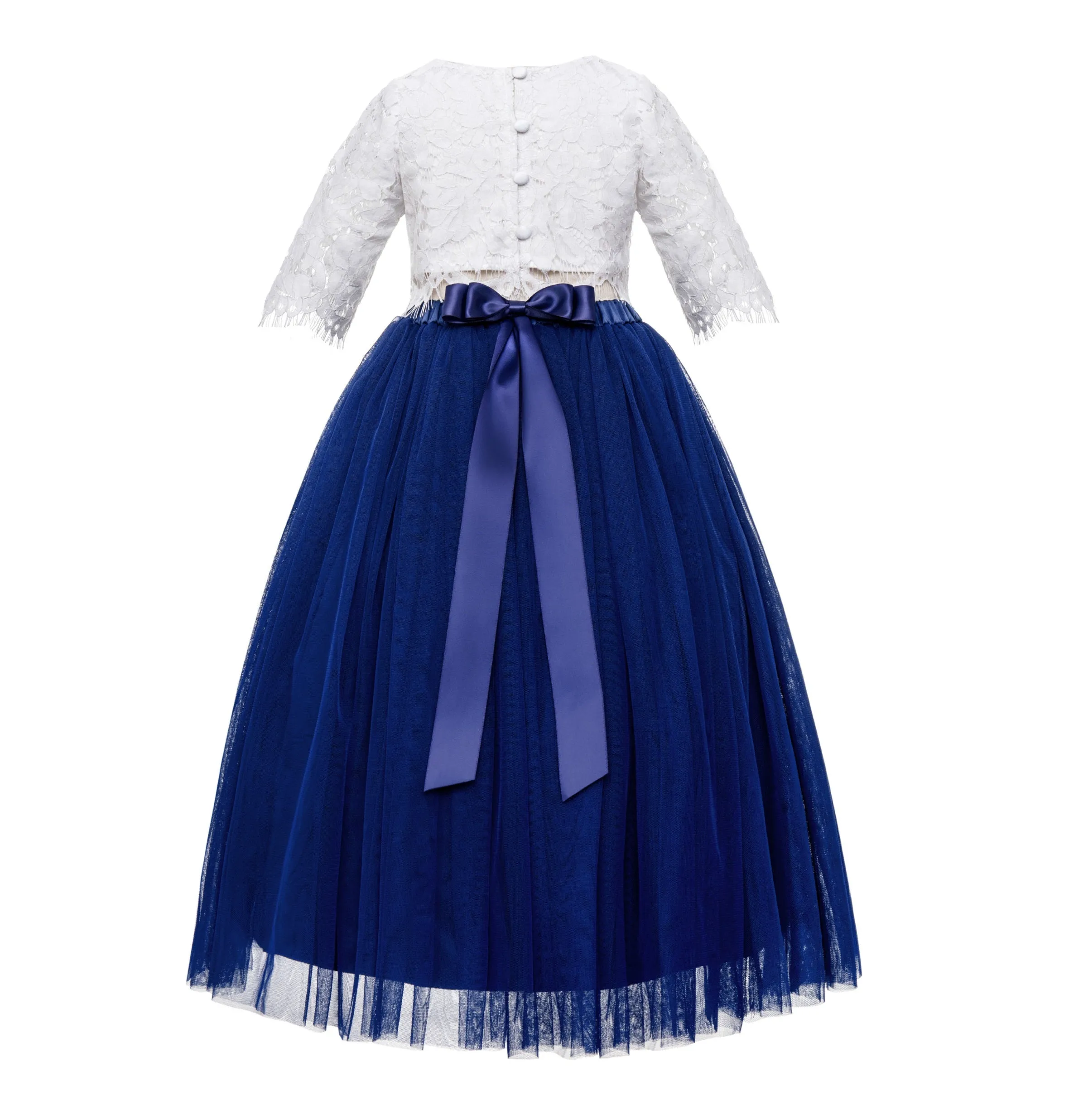 Eyelash Lace Flower Girl Dress A-Line Tulle Wedding Pageant Special Occasions Dance Recital Gown LG5