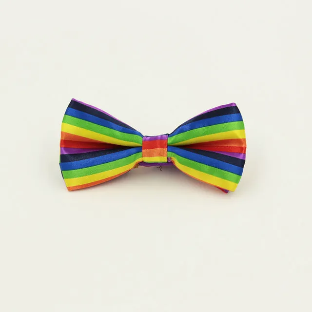 Fashion Colorful Rainbow Striped Bowties For Groom Men Women Wedding Party Leisure Gravatas Cravat Bowtie Tuxedo Bow Ties