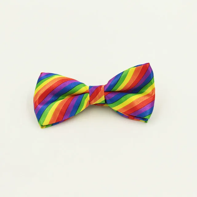 Fashion Colorful Rainbow Striped Bowties For Groom Men Women Wedding Party Leisure Gravatas Cravat Bowtie Tuxedo Bow Ties
