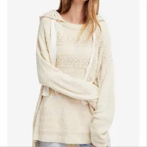 Free People Candy Crochet Hoodie Sweater Cream Size XS