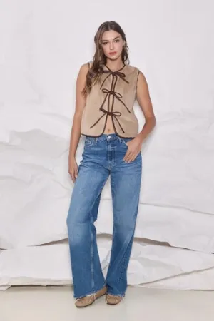Front Bow Tie Fur Vest