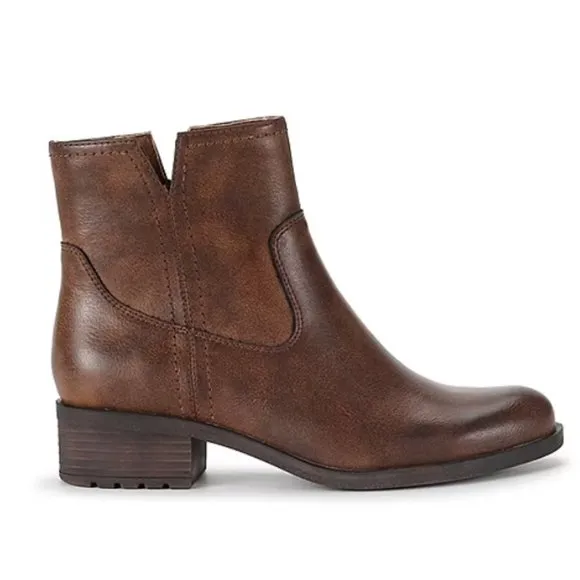 Frye &amp; Co Estreley Stacked Heel Booties, Various Sizes, Brushed Brown - NIB