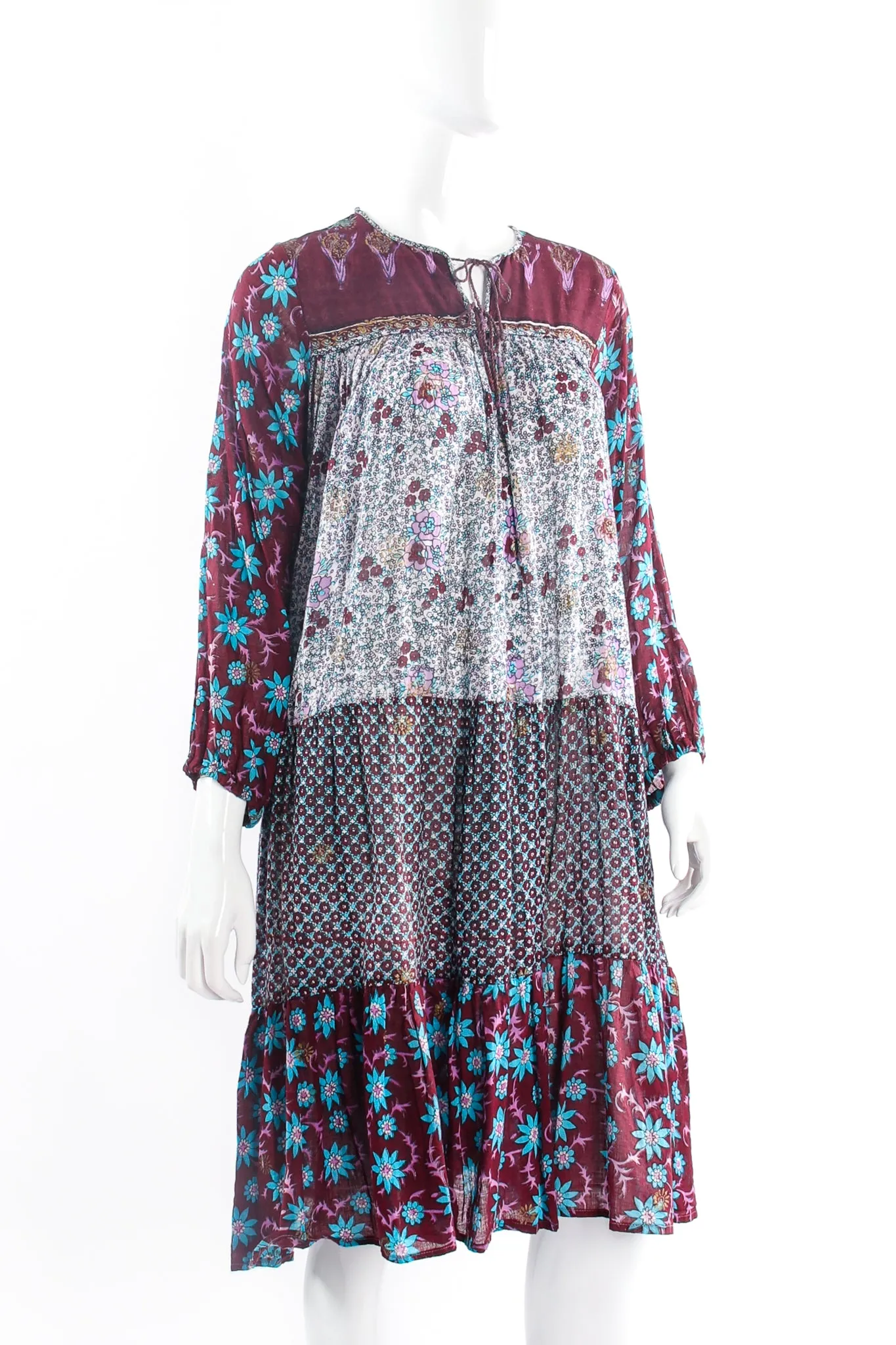 Gauze Gathered Yoke Peasant Dress