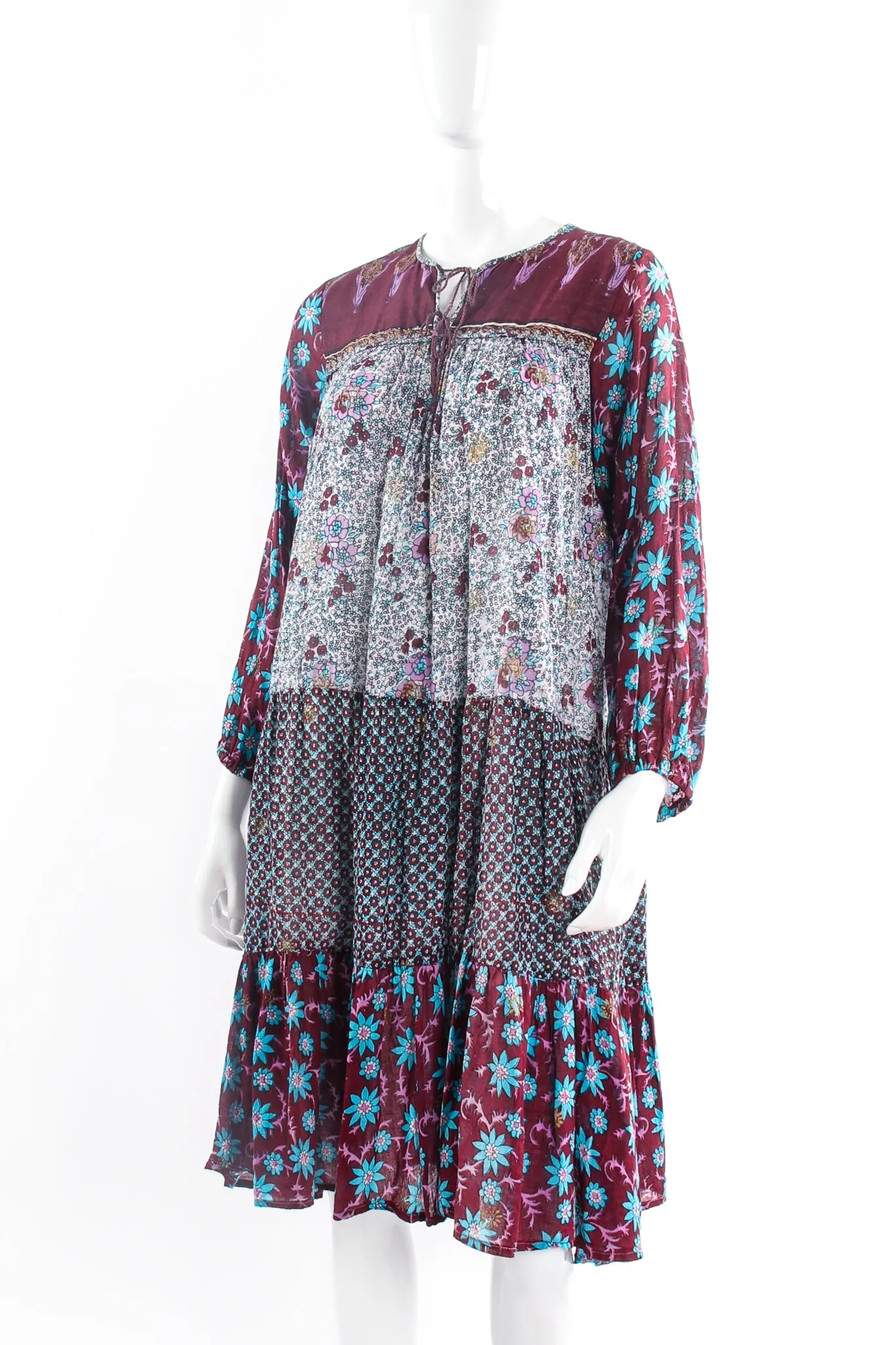 Gauze Gathered Yoke Peasant Dress