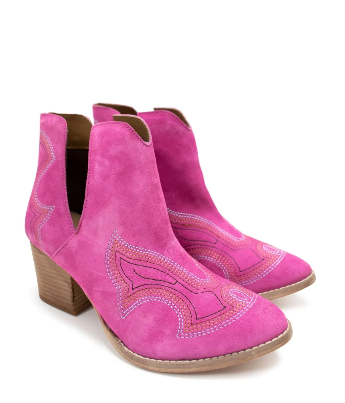 Genuine Suede Journee Ankle Boots in Magenta
