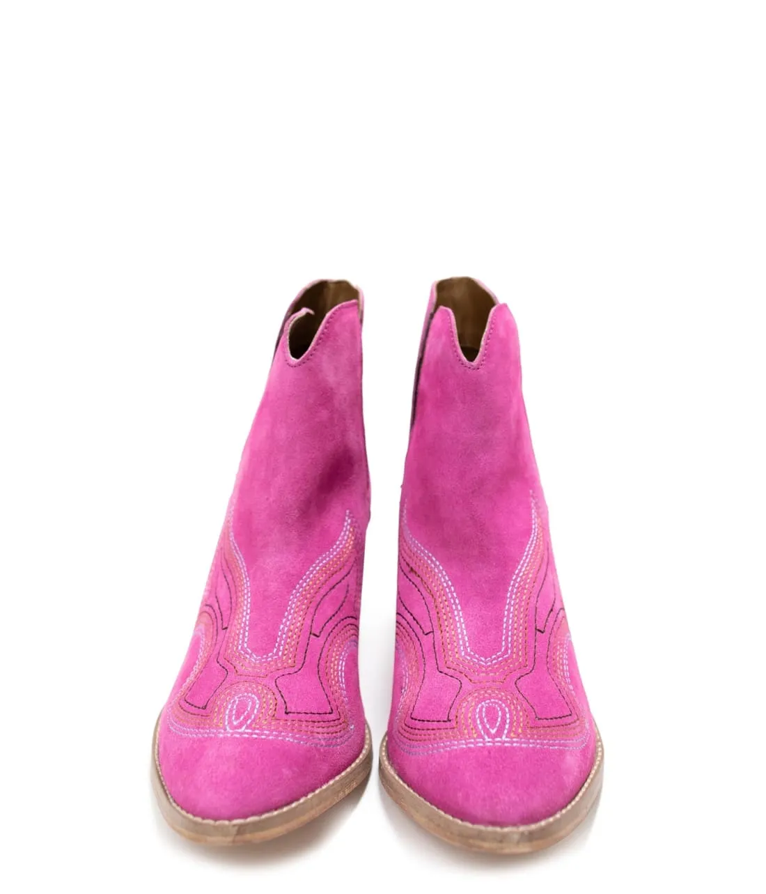 Genuine Suede Journee Ankle Boots in Magenta