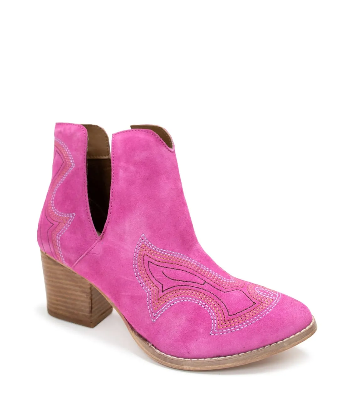 Genuine Suede Journee Ankle Boots in Magenta