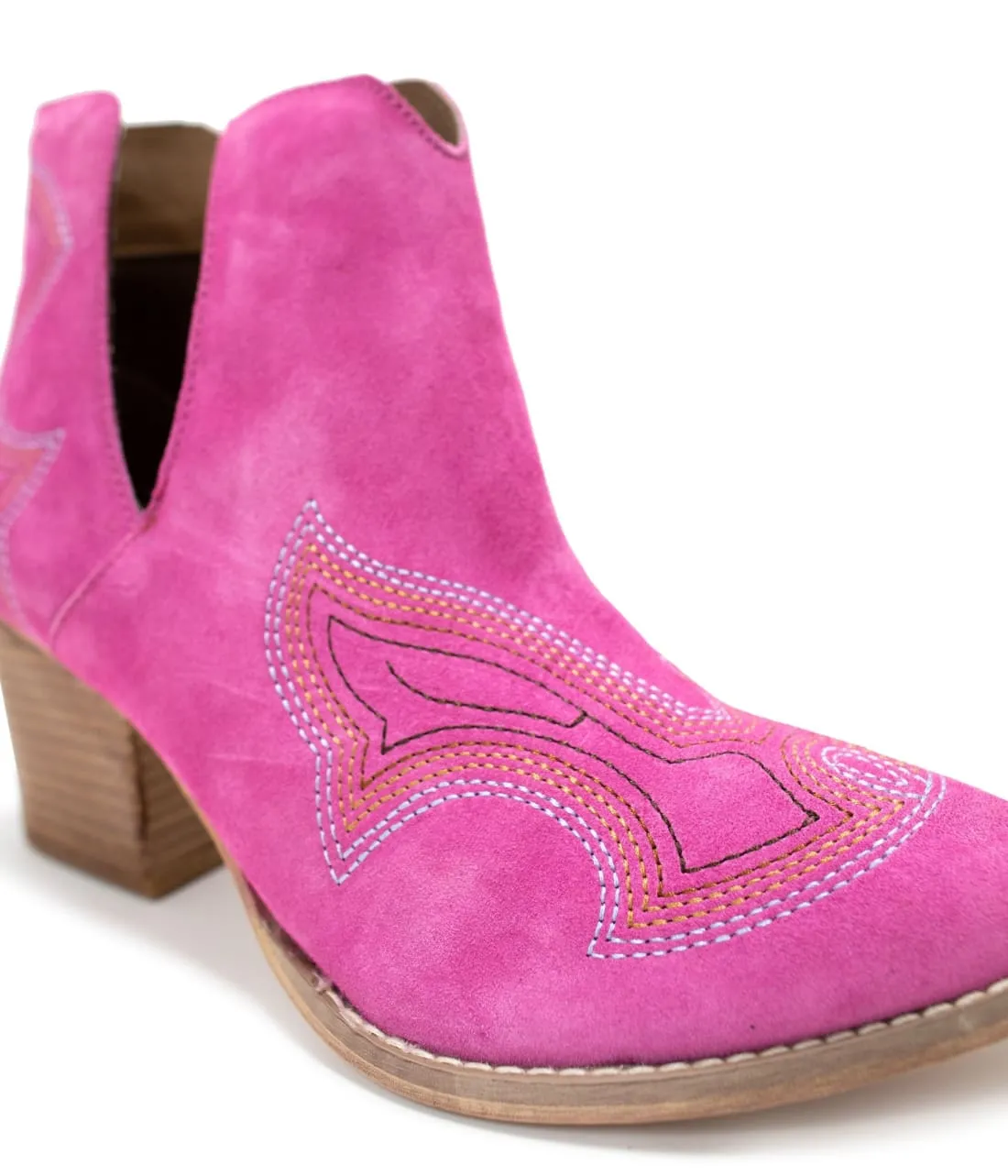 Genuine Suede Journee Ankle Boots in Magenta