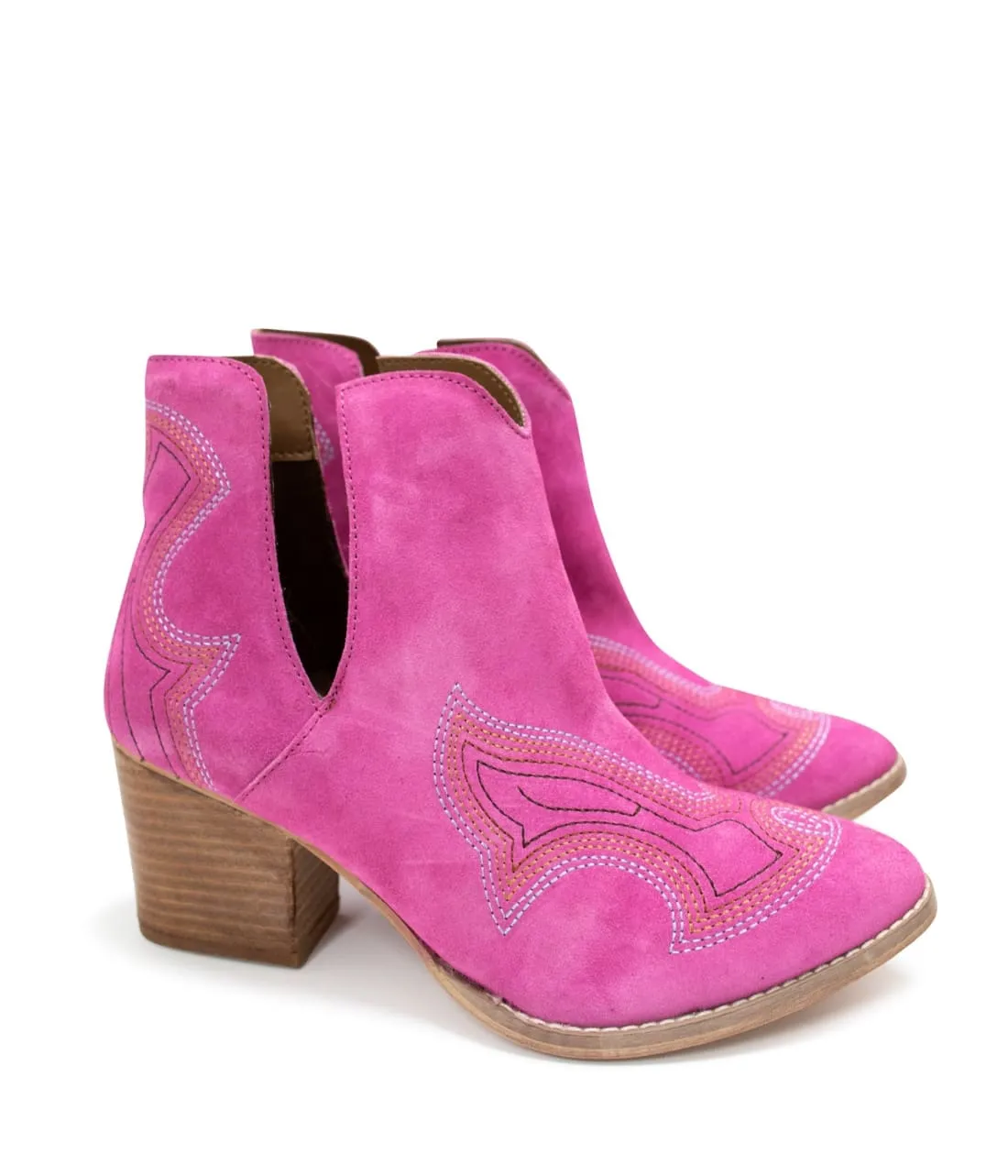 Genuine Suede Journee Ankle Boots in Magenta