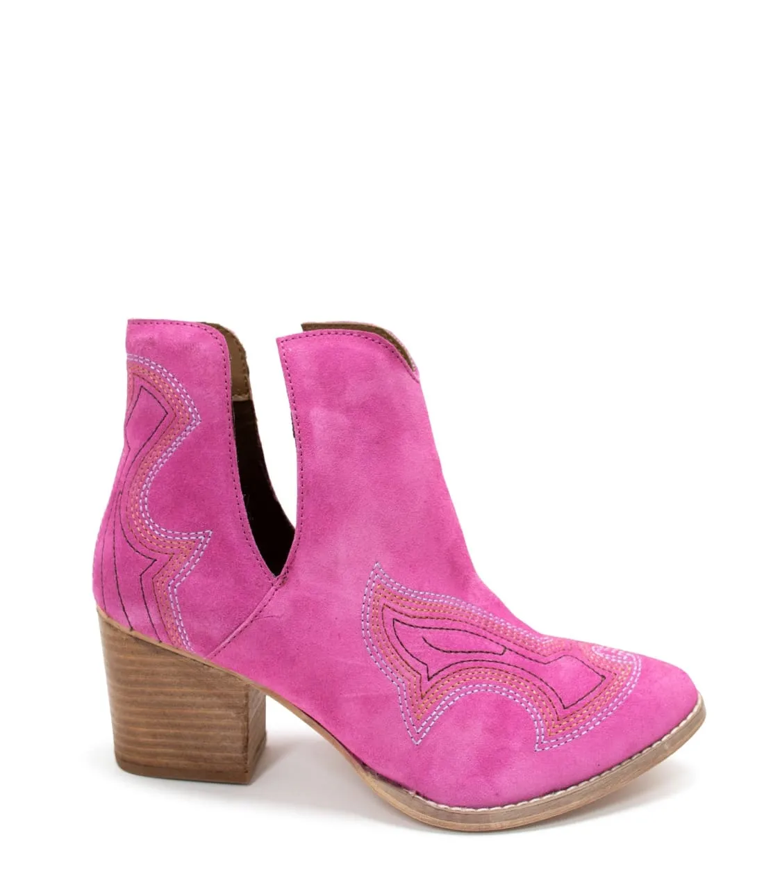 Genuine Suede Journee Ankle Boots in Magenta
