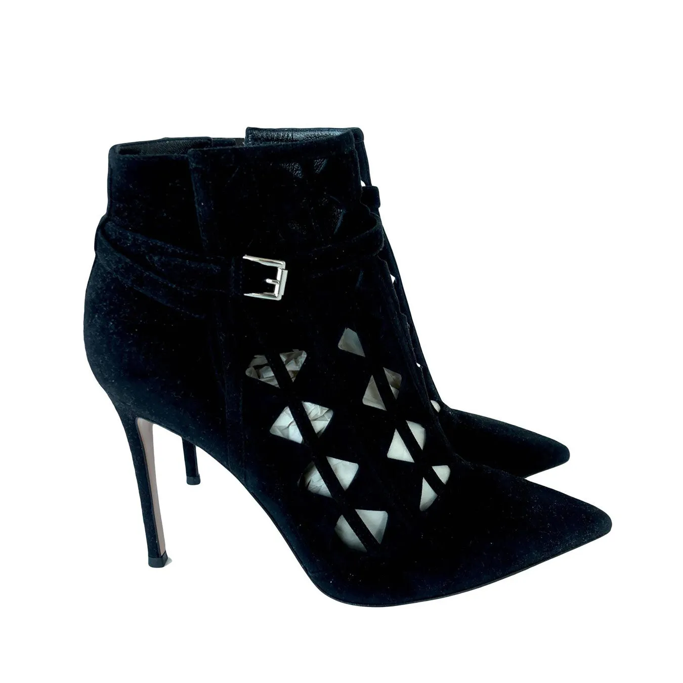 Gianvito Rossi Cutout Black Suede High Ankle Bootie Chic size 40.5
