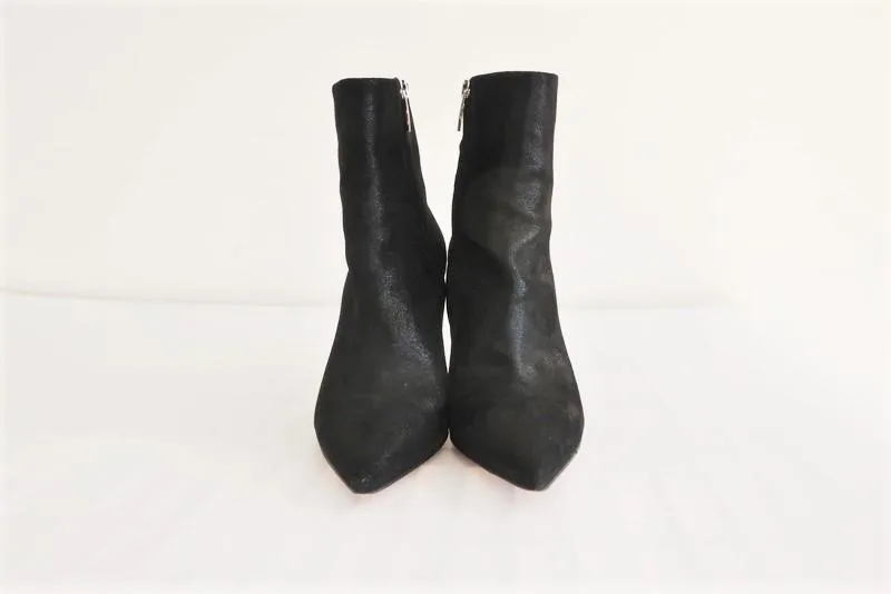 Gianvito Rossi Piper 85 Ankle Boots Black Iridescent Suede Booties Size 36.5