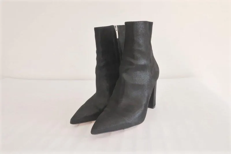 Gianvito Rossi Piper 85 Ankle Boots Black Iridescent Suede Booties Size 36.5