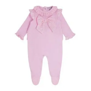 GIRLS PINK & WHITE SEERSUCKER STRIPE SLEEPER