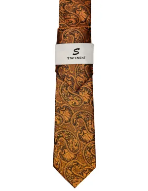 GOLD PAISLEY 2 PC TIE & HANKIE SET