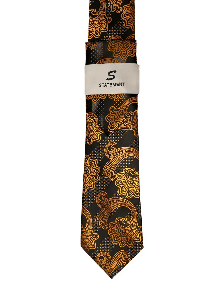 GOLD PAISLEY 2 PC TIE & HANKIE SET