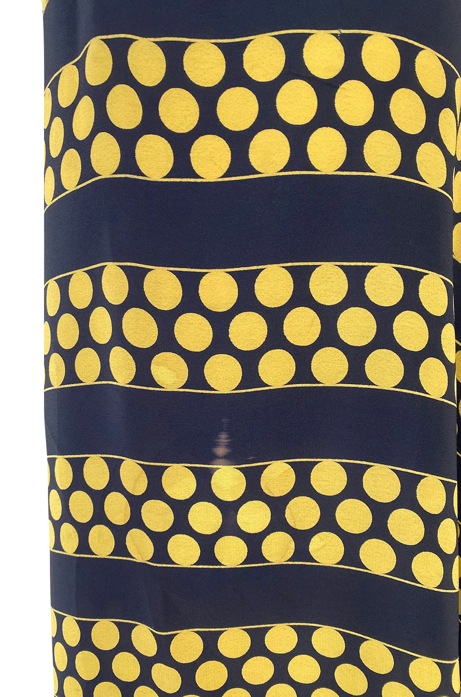 Gorgeous 1940s Yellow Dot & Deep Navy Black Chevron Print Silk Swing Dress