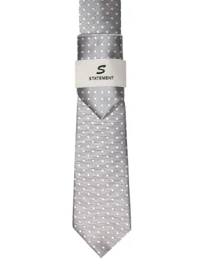GRAY DOT 2 PC TIE & HANKIE SET