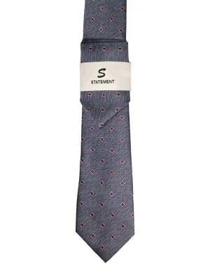 GRAY DOT 2 PC TIE & HANKIE SET
