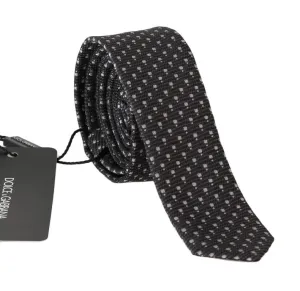 Gray Silk Woven Dotted Slim Tie