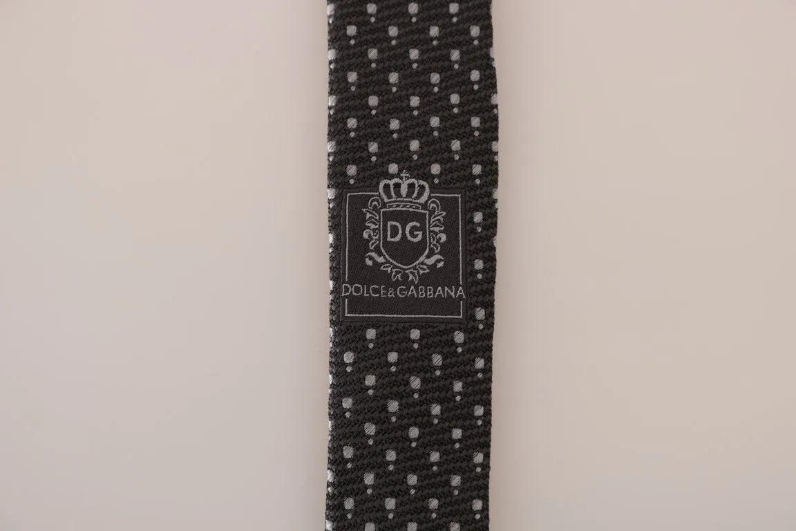 Gray Silk Woven Dotted Slim Tie