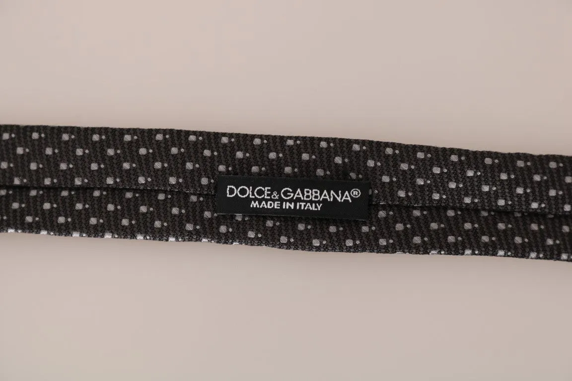 Gray Silk Woven Dotted Slim Tie