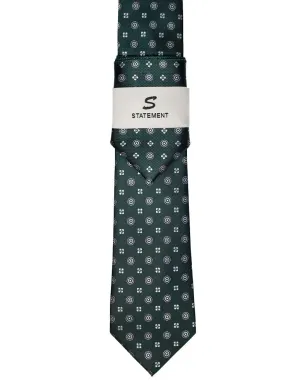 GREEN GEO 2 PC TIE & HANKIE SET