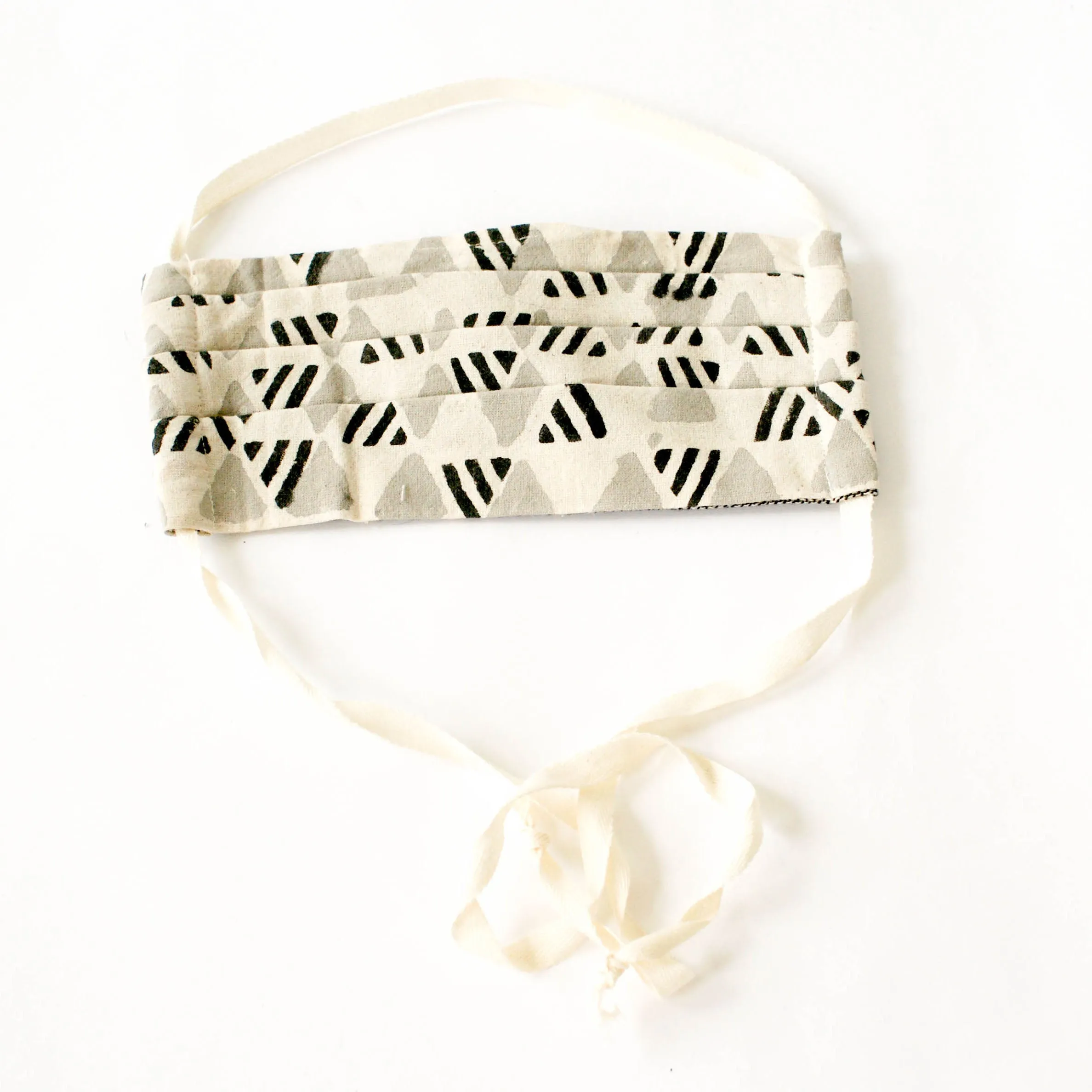 Grey Triangle Block Printed Cotton Face Mask