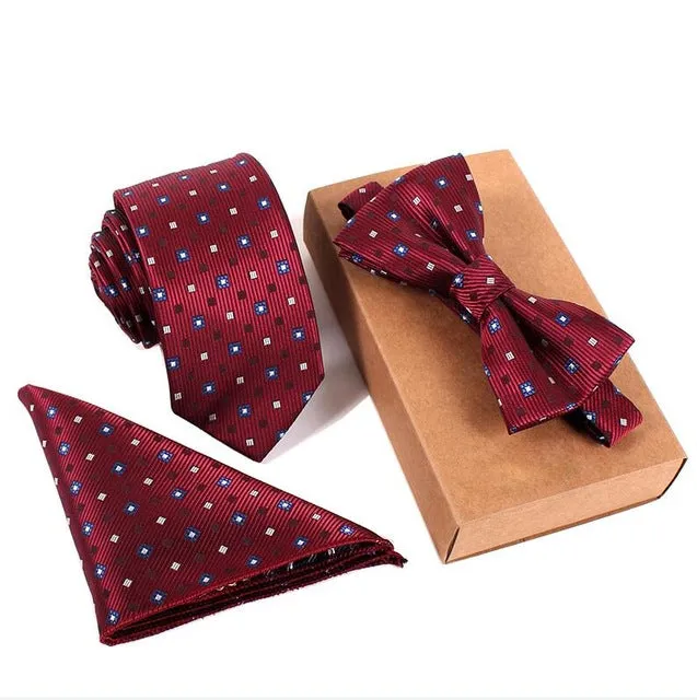 GUSLESON Slim Tie Set Men Bow Tie and Pocket Square Bowtie Necktie Cravate Handkerchief Papillon Man Corbatas Hombre Pajarita