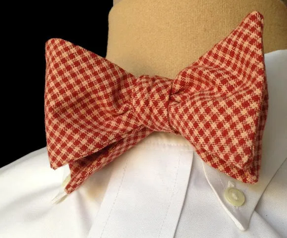 Haberdashery Brick Red Plaid Bow Tie