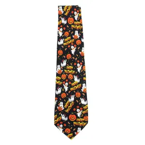 Halloween Tie Ghosts Pumpkins Black