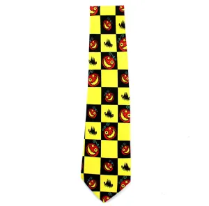 Halloween Tie Pumpkins & Bats Yellow