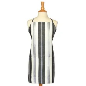 Hand Woven Bib Apron | Black & White Stripes