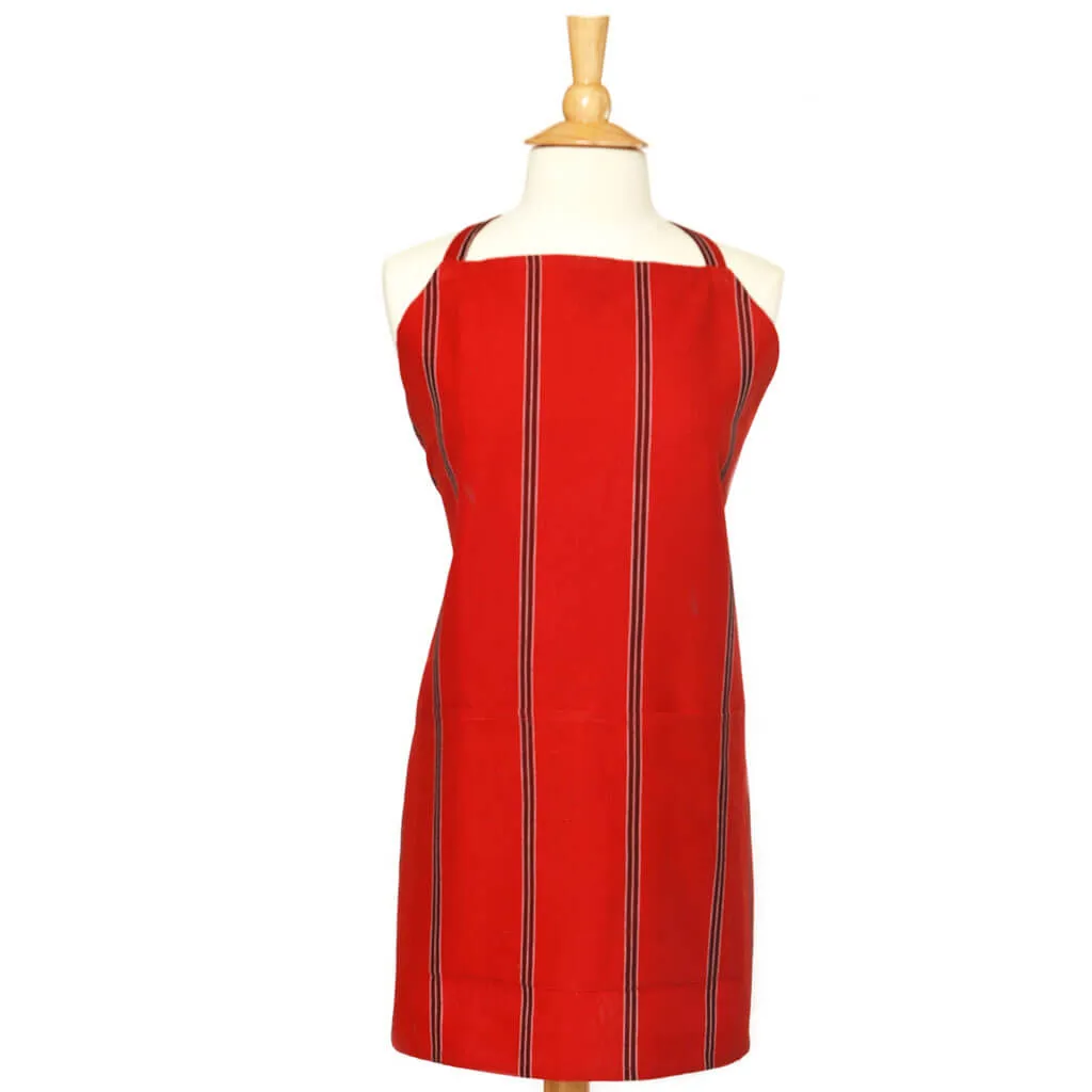 Hand Woven Bib Apron | Cajola Red Stripes