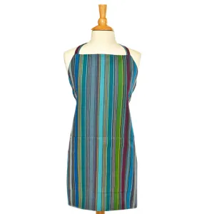 Hand Woven Bib Apron | Quetzal Jade Stripes
