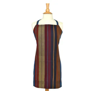 Hand Woven Bib Apron | Wide Indigo Stripes