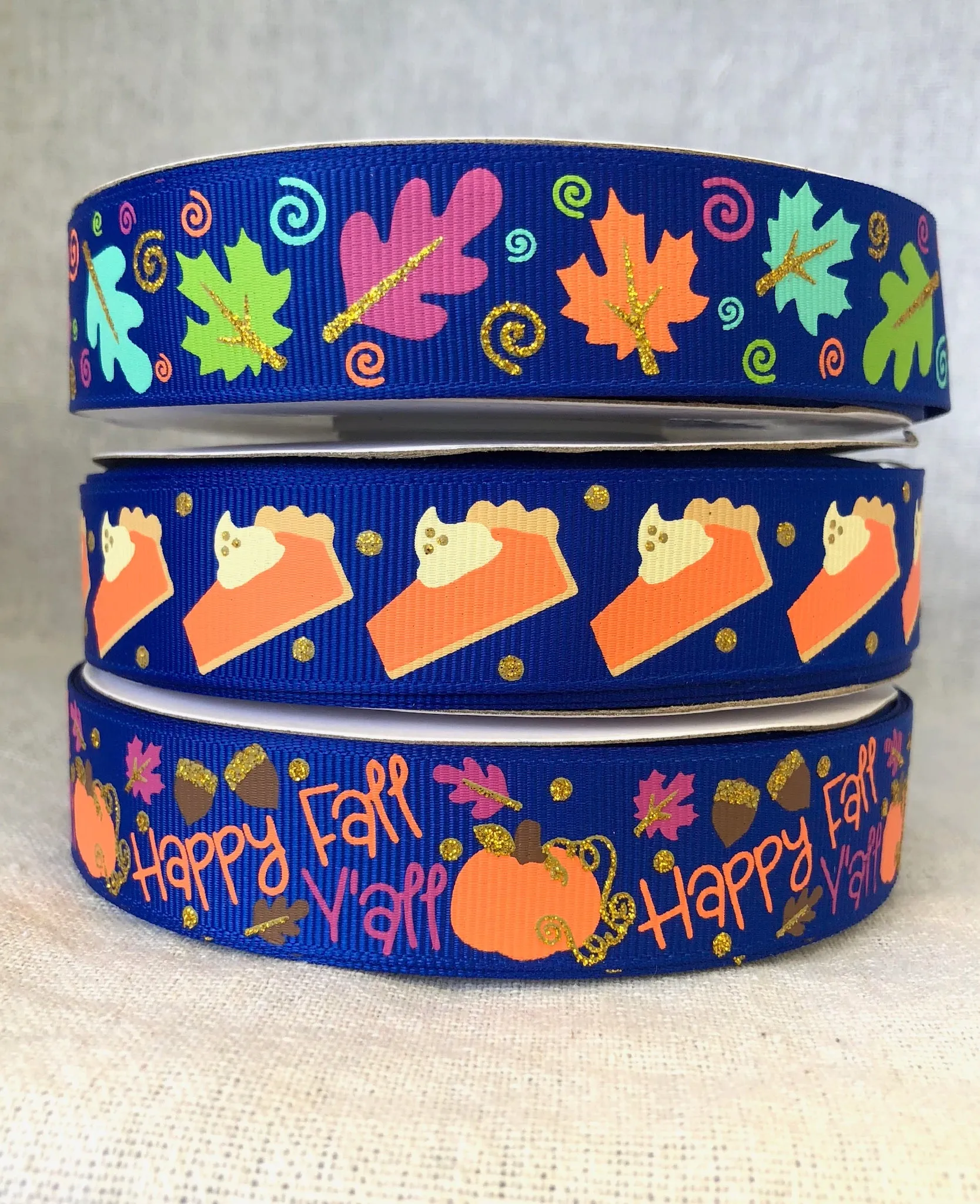 Happy Fall Y'all USDR Ribbon - 7/8 Inch - Pumpkin Pie