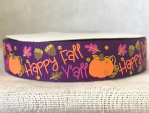 Happy Fall Y'all USDR Ribbon - 7/8 Inch