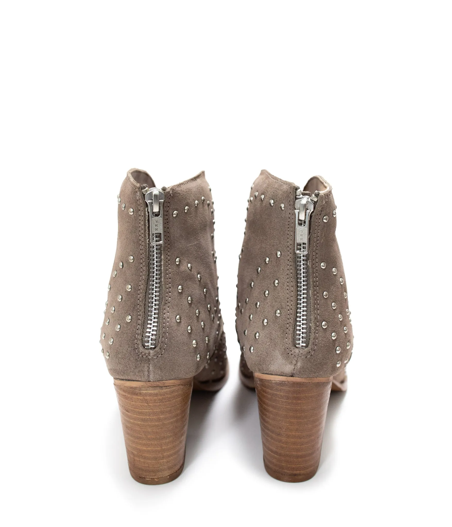 Hazel Blues® |  Twilight Studded Heeled Ankle Boot in Taupe