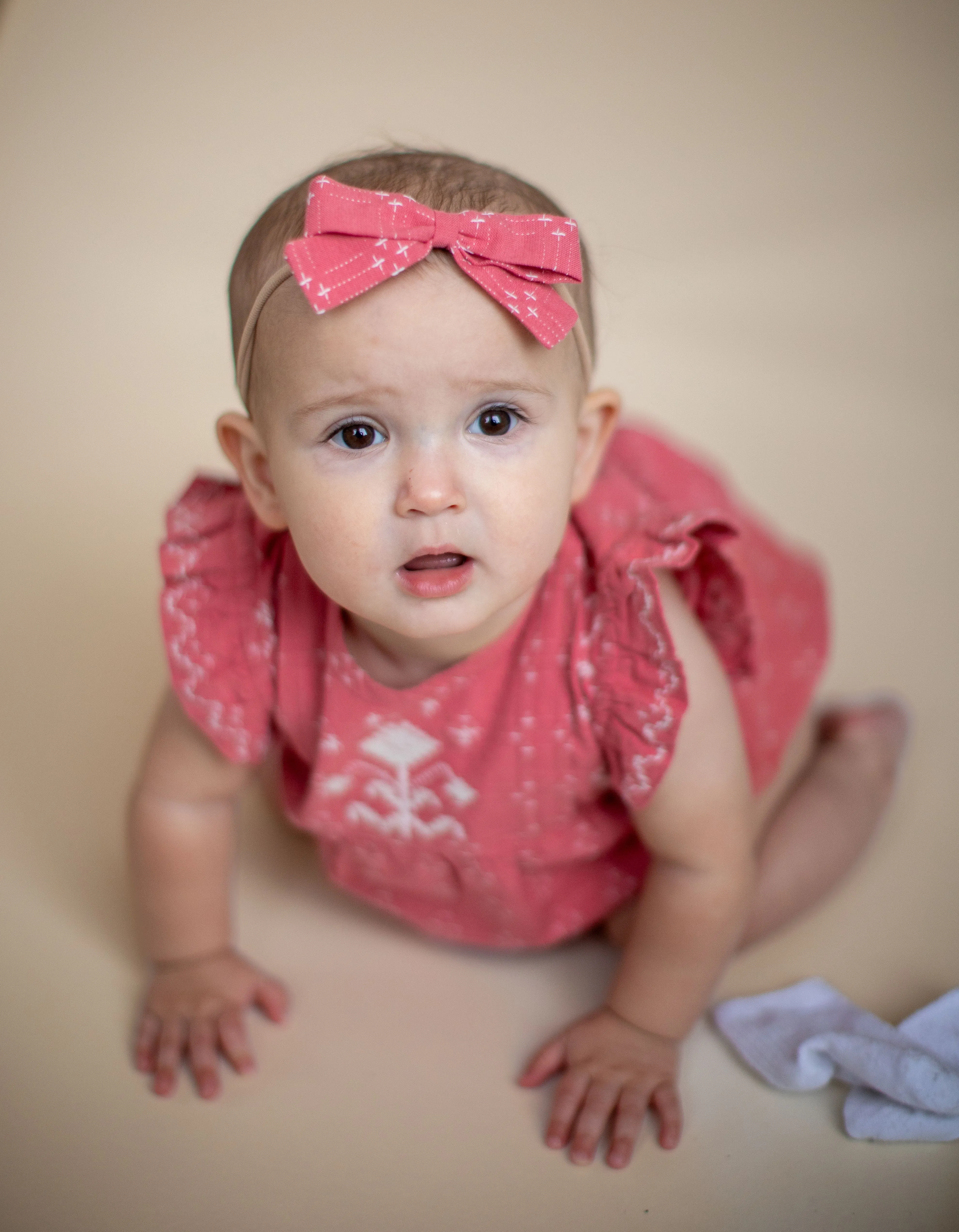 Headband Bow || Coral Cross Stitch
